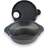 Tupperware CrystalWave Microwave Lunch Dish Divided Bowl Black with White Vent