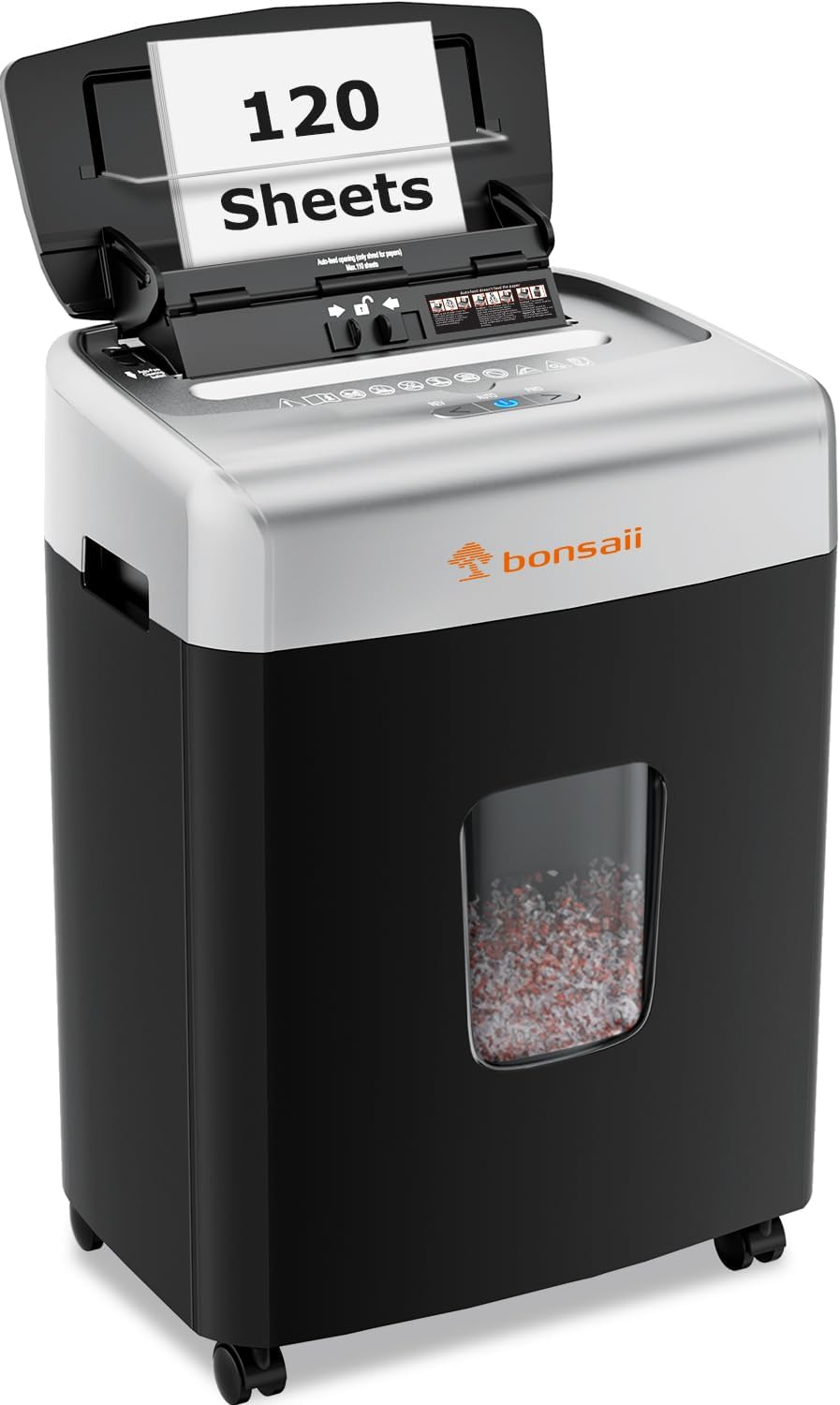 Bonsaii 120-Sheet Auto Feed Micro Cut Shredder C233-B Upgrade 23L 4 Wheels