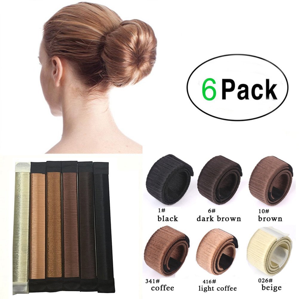 Fast Bun Maker 6pcs - Women Girls Kids Magic DIY Snap Hair Bun Making Curler Roller Tool Ponitail Holder Fashion Bun Shaper