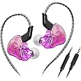 Yeabomy Wired Gaming Earbuds, QKZ Hi7T in Ear Monitor Headphones, Wired Earbuds Stereo Bass, HiFi IEM Earphone, Without Detachable Cables (with mic, Purple)