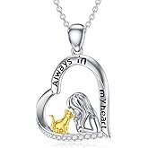 LONAGO Cat Heart Necklace Cat Heart Pendant Necklace Jewelry Gift for Women