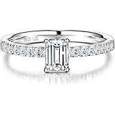 AGVANA Radiant Muse 0.3-1.0 Carat Emerald-Cut Lab Grown Diamond Ring in Sterling Silver (0.5-1.2 Ct. Tw.) Engagement Anniversary Wedding Ring for Women (D-E Color, VS Clarity)
