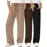 Neer 3 Pack Women's Yoga Sweatpants Wide Leg Drawstring Baggy Pants Casual Loose Workout Open Bottom Lounge Pants