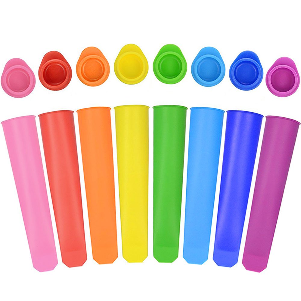 KIDAC Silicone Popsicle Mold - Ice Pop Mold Maker - BPA Free - Dishwasher Safe (1 Set of 8 Colors)