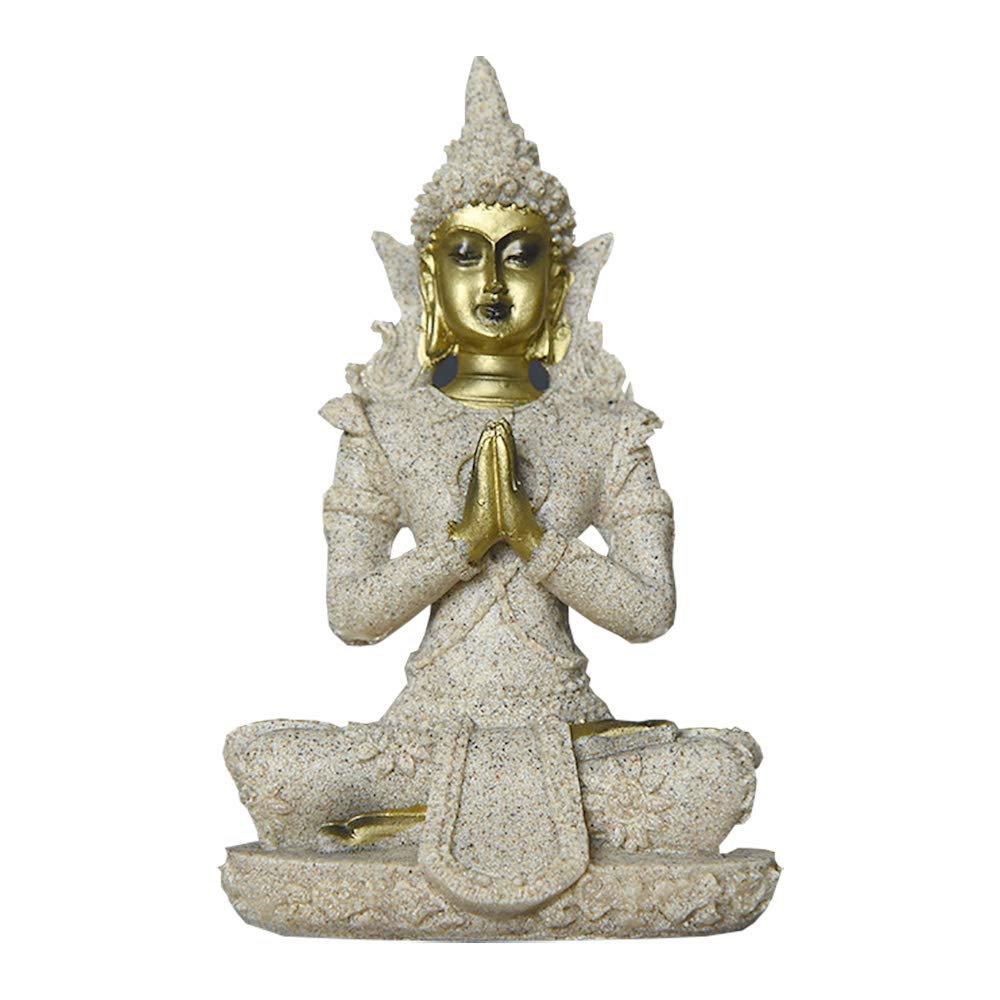 POFET The Hue Sandstone Meditation Buddha Statue Sculpture Hand Carved Figurine #31