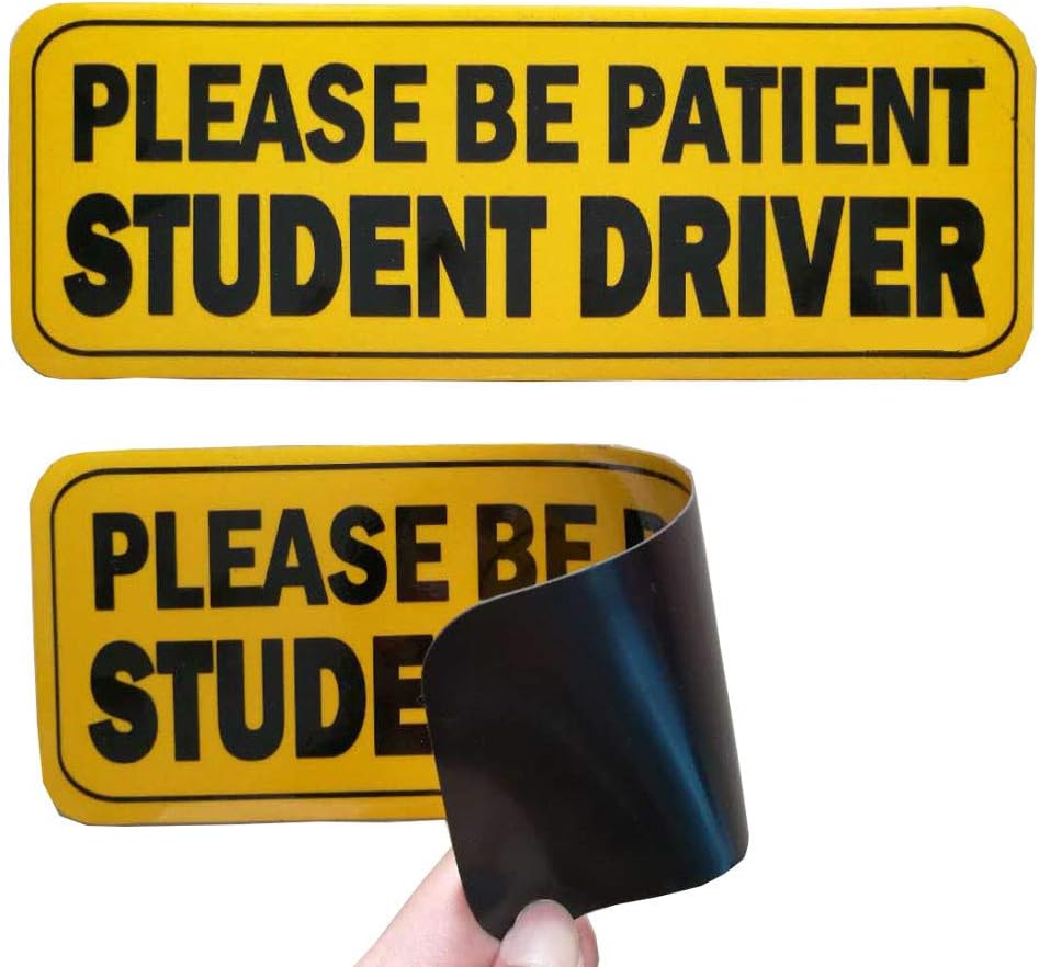 Myqiqi Fully Magnetic Yellow Student Driver Plates 2 Pack, Extra Strong Stick On for New Learner Drivers