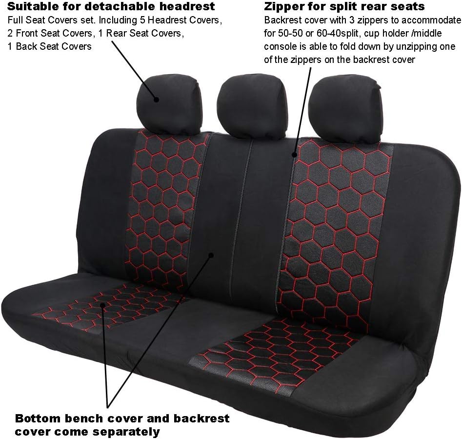 Black Synthetic Leather Seat Covers Full Set For Skoda Octavia Estate 2013 On