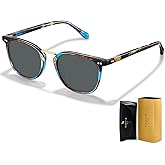 CARFIA Acetate Polarized Sunglasses for Women UV Protection, Retro Eyewears Metal Bridge Brow Ladies Sunnies Trendy Shades