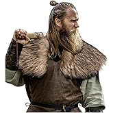 L'VOW Men Viking Fur Shawl Medieval Faux Fur Mantle Shoulder Wrap Collar Warrior Renaissance LARP Cosplay Costume