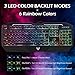 PICTEK Wired Gaming Keyboard Rainbow LED Backlit Keyboard Computer PC Mac Laptop Gaming Keyboard, 26 Keys Anti Ghosting, Ergonomic Wrist Rest, Waterproof Keyboard for Gamers Typists, 6 Rainbow Colorsthumb 3