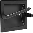 WZKALY Matte Black Recessed Toilet Paper Holder for Large Rolls, Pivoting Black Toilet Paper Holder Wall Mount Stainless Steel, in Wall Toilet Paper Holders Black, Bathroom Toilet Paper Wall Holder
