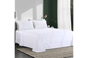 HOMBYS Alaskan King (120x132) Flat Sheet, White Extra Large Oversized King Flat Sheets, Soft & Durable Bed Sheet, Smooth & Breathable Top Sheet (White, Alaskan King)