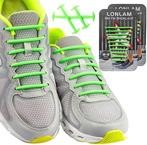 LONLAM No Tie Shoelaces Elastic Silicone Tieless Round for Stretch Sneakers Shoe Strings Laceless Adults Kids Bungee Rubber