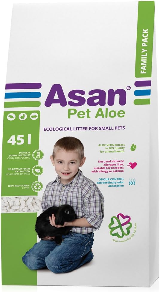 Extra Health Sensitive 100% Natural Pet Litter, 45L Asan Aloe