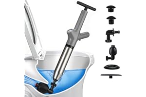 Toilet Plunger, High Pressure Drain Unclogger Plungers with Pressure Gauge, Toilet Auger Air Drain Blaster, Versatile Heavy D