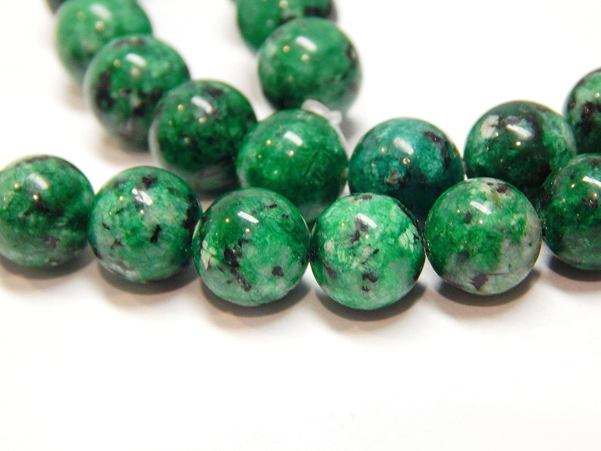 Jasper Gemstone Strand Beads, 8 mm, Round, 45 Pieces, Jewellery Beads Semi-Precious Stone for Jewellery Chain Bracelet (Green)