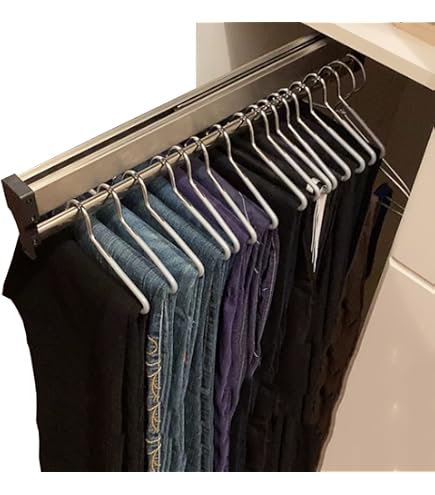 LITAITAI Adjustable Double-Rail Pull-Out Clothes Hanger Rod - 16 Inch, Thick Steel