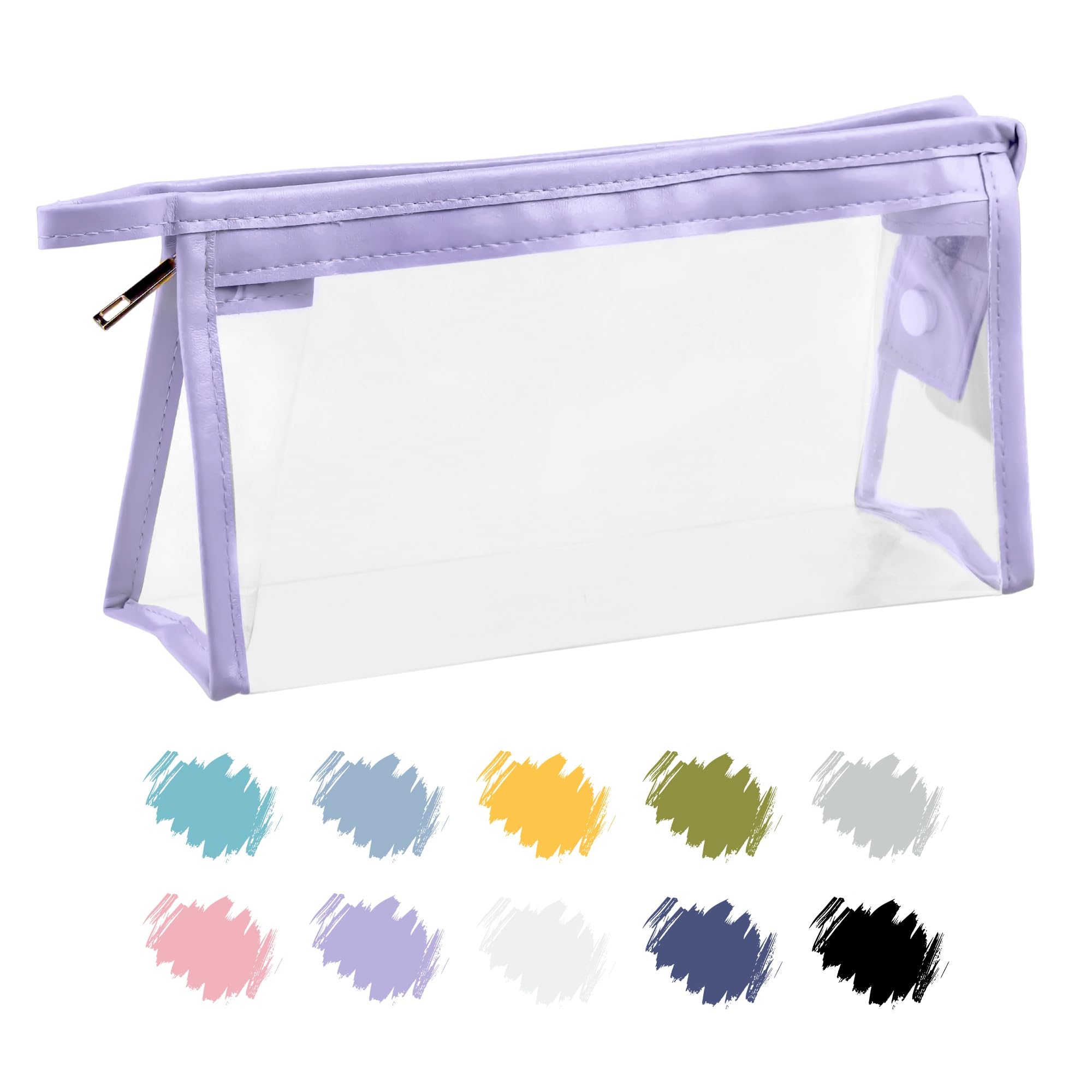 Soul Projekt Clear Pencil Case for Exams, Rectangle Purple Transparent Exam Pencil Case for Students, Portable Clear Makeup Bag, PVC See Through Toiletry and Cosmetic Bag, Back to School Supplies