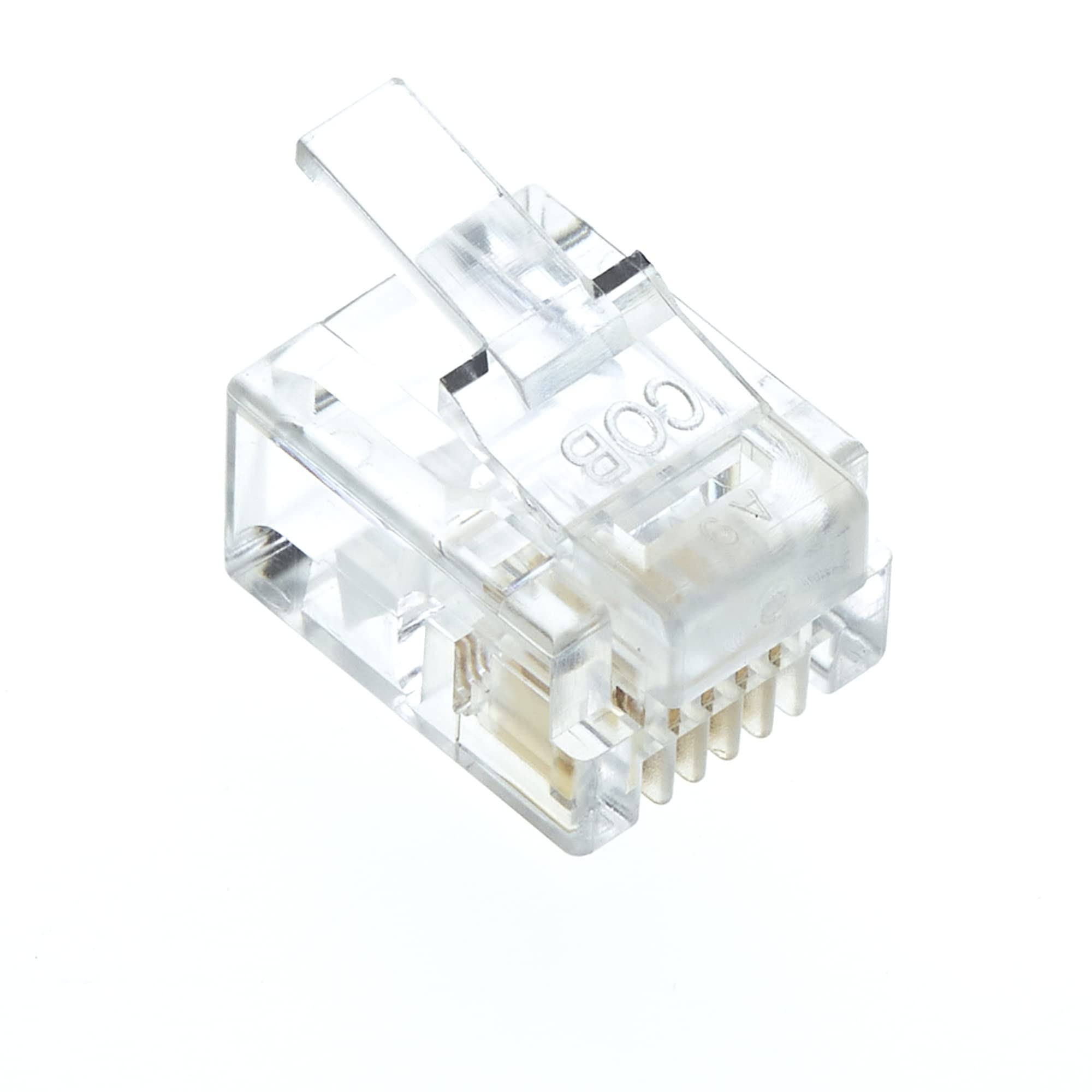 Keple Connector, 6P4C, RJ11, Telephone Modular Plug - Connector For Phone Line Cord, Compatible With Both Solid And Stranded Wire, Flat Cable Jack Adapter Crimp End Crimper Clear Plug - Pack Of 10