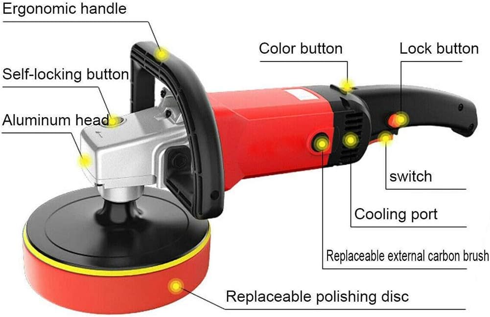 RUYIKA Electric Car Polisher 1600W Polishing Buffer Machine Kit Orbit