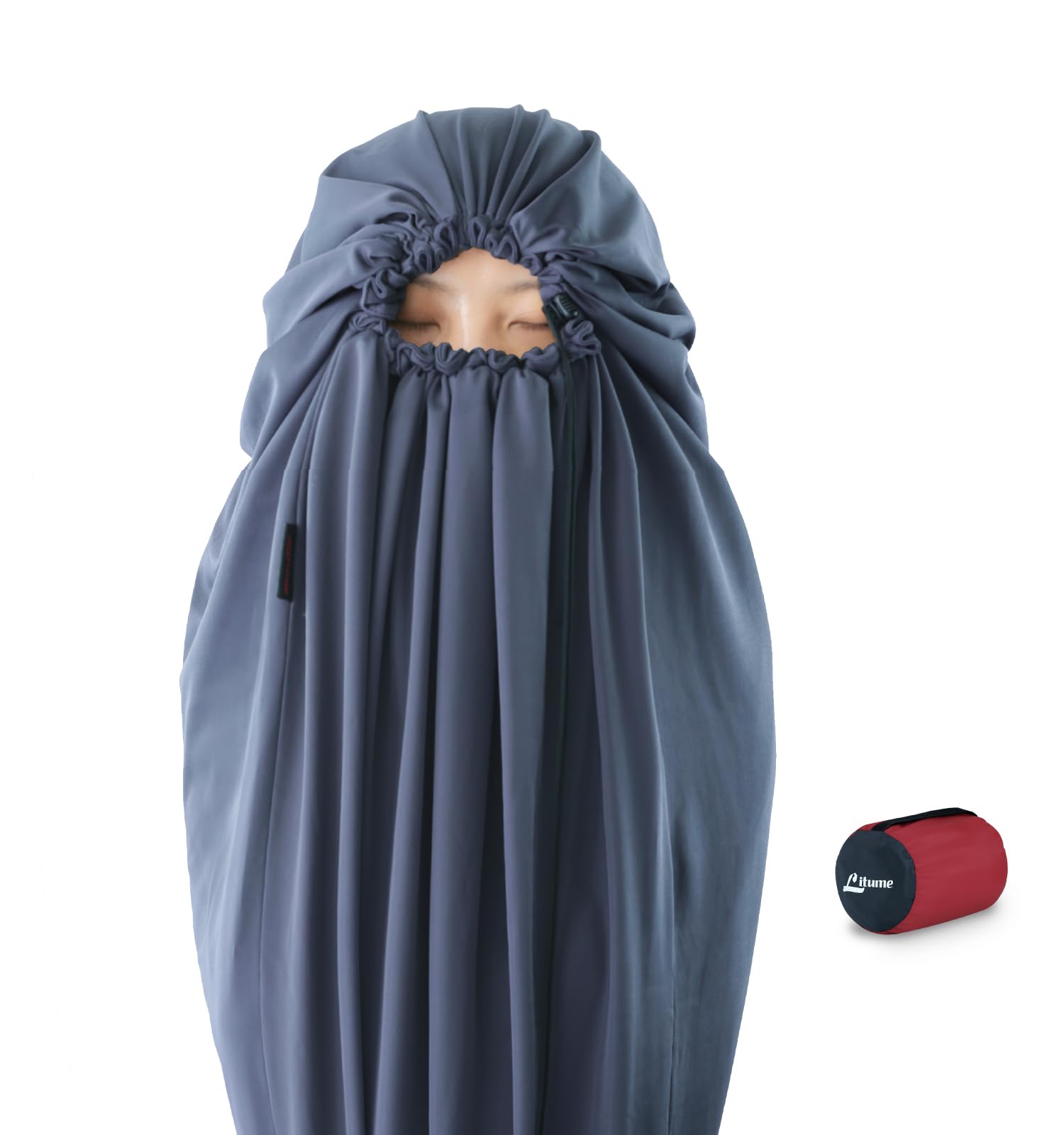 Litume Velvet Fleece Sleeping Bag Liner Add Up to 14F, Anti Static Mummy Sleeping Sack Backpacking, Camping, Traveling, Lightweight Sleep Sack with Drawstring Hood (No Zipper) (No Zipper)