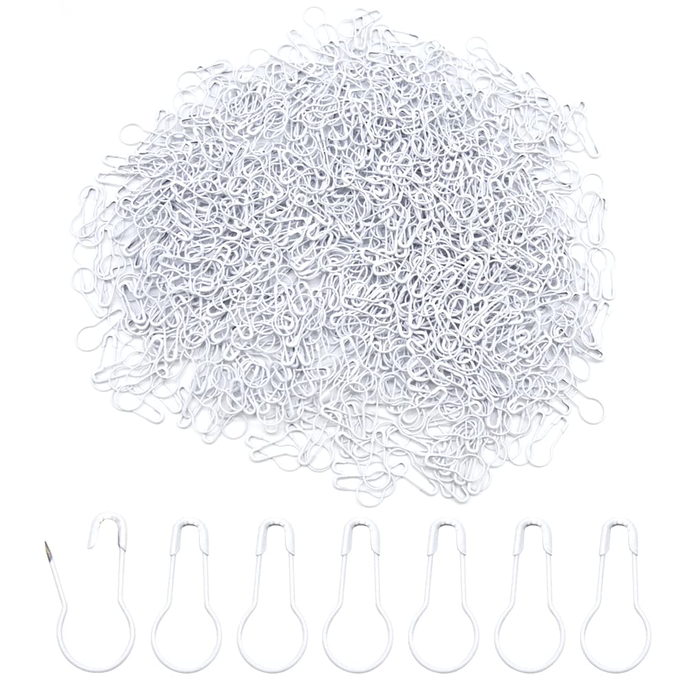 Hocansen 1000PCS Safety Pins 22mm Bulb Pins Metal Gourd Sewing Pin White Calabash Stitch Markers Knitting Pins for Clothing Tag and DIY Craft（White/BZ-HL）
