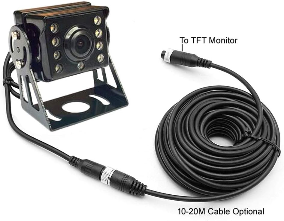 Reversing Camera Kit,2 x 8LEDs 120 °Wide Angle IR night vision Waterproof rear view camera with 15M cable + 12V-24V 7" TFT HD LCD Car Monitor for Large Truck/Bus/RV/Trailer/Tractor/camper - Image 4