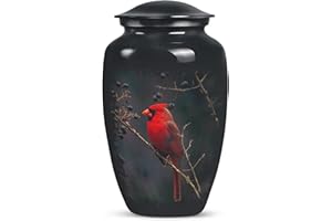 PARUHAS Red Cardinal Bird Urn - Dark Forest Themed - Funeral Cremation Urn for Adult Ashes - Decorative Urn for Human Remains