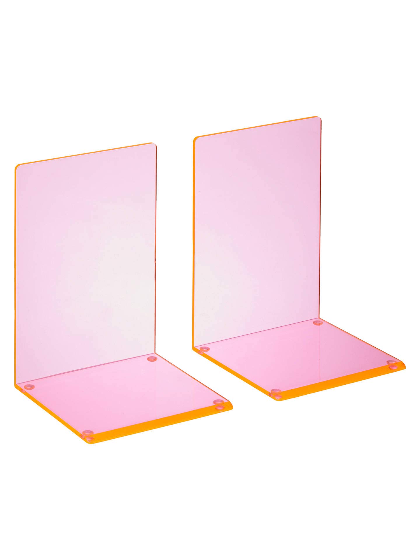 OSCO Acrylic Bookends with Clear Rubber Pads Non Slip, Stylish Book Supports for Desk, Office, Shelf, Home, Modern Design, H17.2 x W12 x D12 cm, Neon, Medium, 2 Pieces