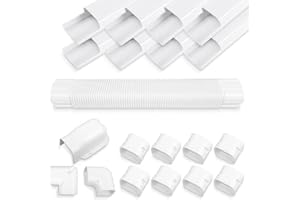 MOOITEK 4" 13.5Ft Mini Split PVC Line Set Cover Kit Decorative PVC Line Set Cover Kit for Central AC & Heat Pumps Systems Tubing Cover(13.5Ft,White)