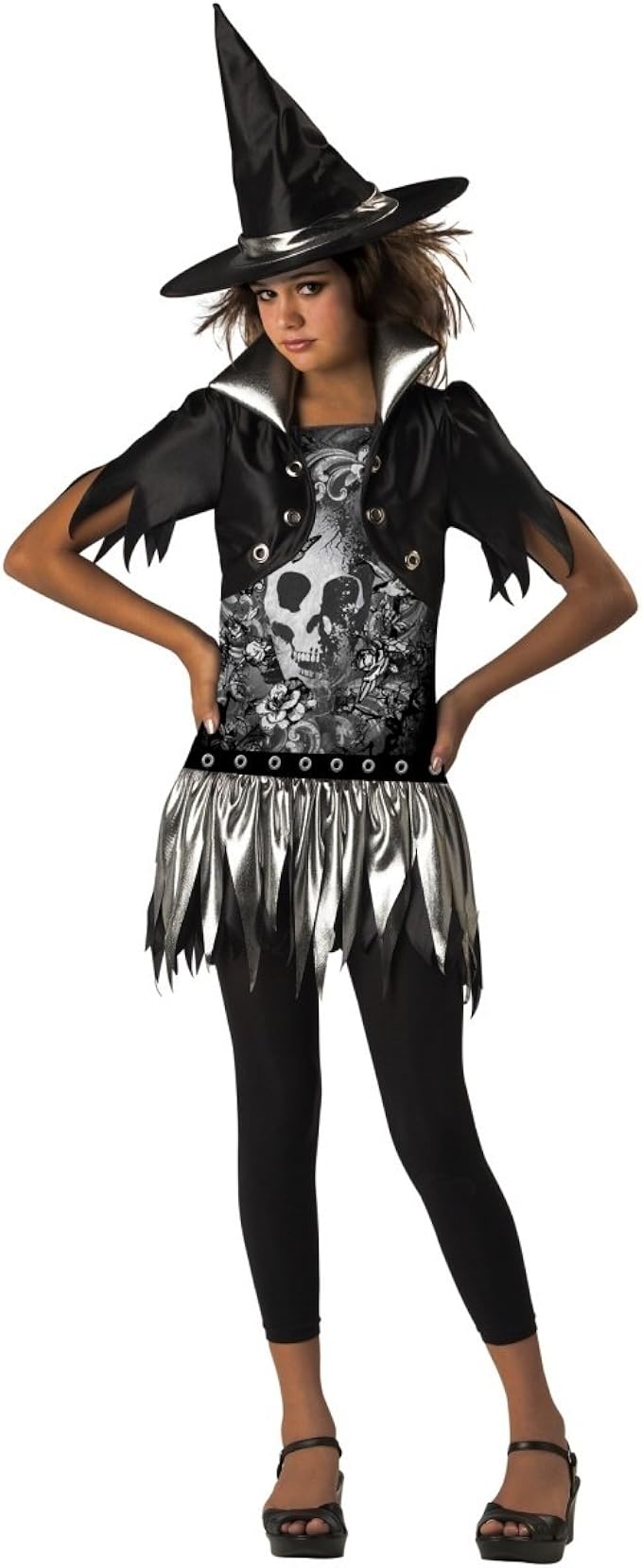 In Character Tween Goth Witch Outfit Girls Punk Halloween
