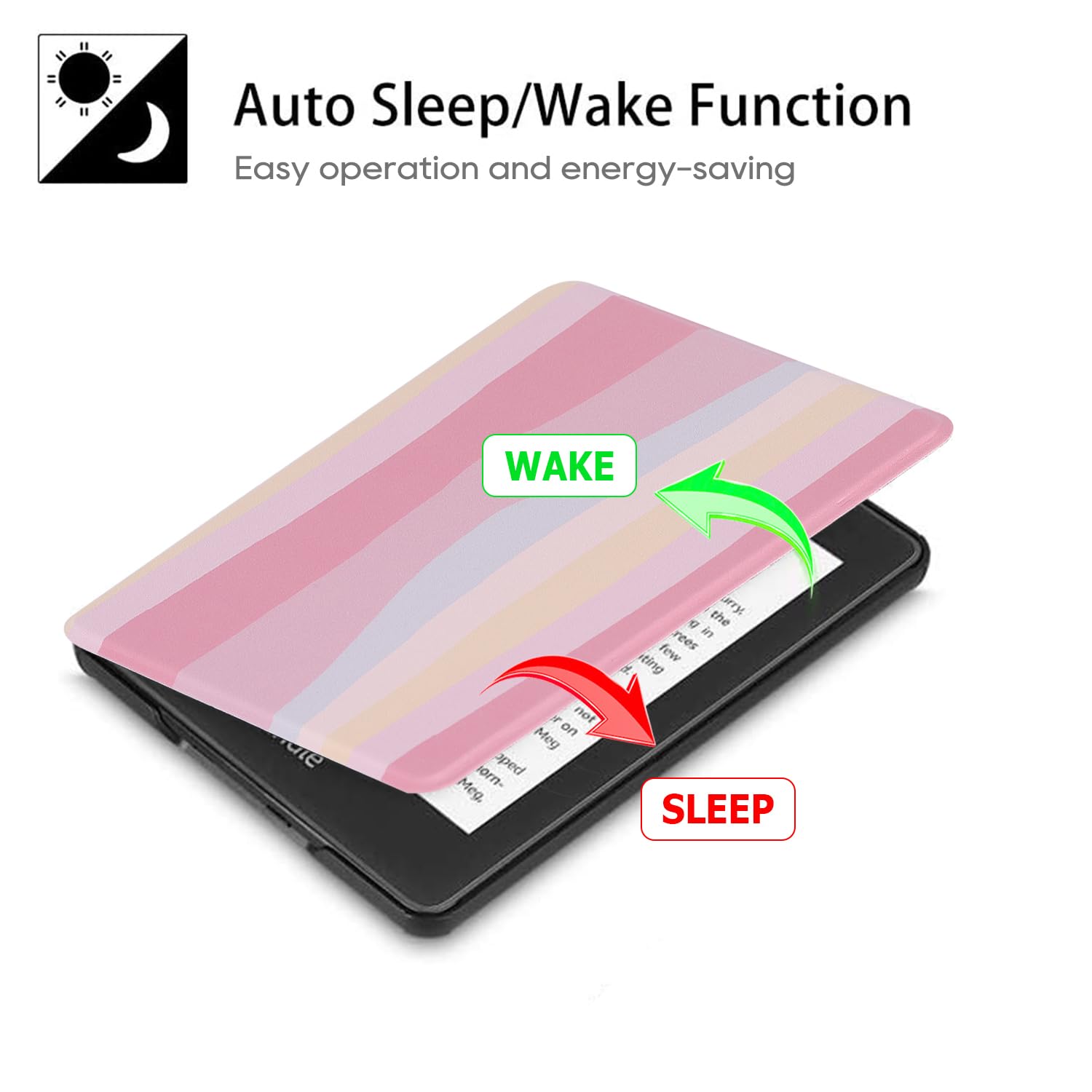 SCSVPN Kindle Paperwhite Case with Hand Strap - Premium PU Leather Slim Protective Cover with Auto Sleep/Wake - Only fit 6'' Kindle Paperwhite 10th Generation 2018 (Model NO.PQ94WIF), Colorful Pink
