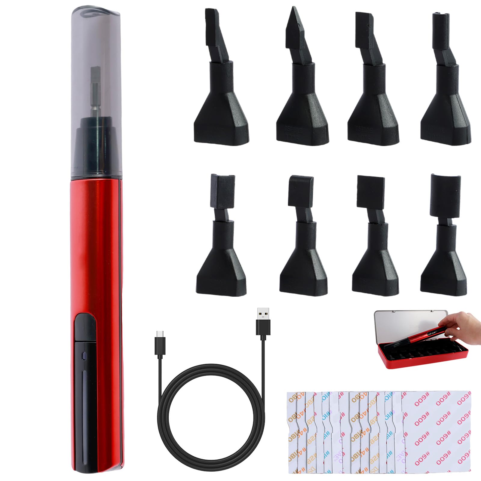 Mini Reciprocating Sander Set, USB Rechargeable Mini Sanding Pen with Overload Protection 3 Gears Adjustable Sanding Pen Polishing Machine for Grinding Polishing Surfaces