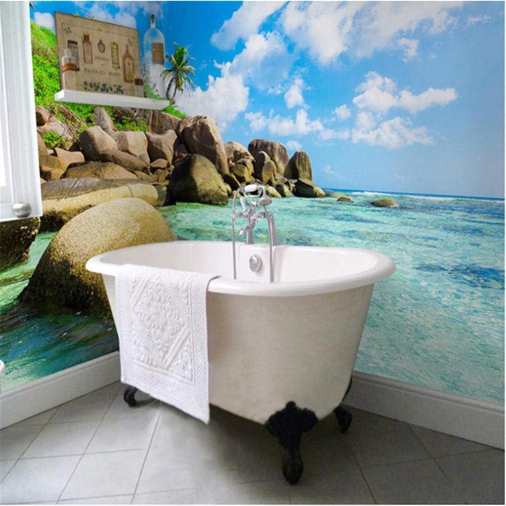 Lsfhb Custom Bathroom Mural Bathroom Waterproof 3D Wall Paper Sticker