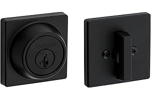 Kwikset 660 Contemporary Deadbolt Deadbolt Lock, Matte Black Square Exterior Keyed Front Entry Door, Pick Resistant SmartKey Rekey Security, Single Cylinder Dead Bolt