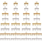 PH PandaHall 32pcs Slide Clasp Lock 4 Style Necklace Layering Clasps 2 Colors Layered Spacer Clasp 304 Stainless Steel Tube Lock Connectors for Layered Bracelet Necklace Jewelry, 3/4/5/6 Loops