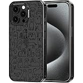 MOSNOVO Case for iPhone 15 Pro Max, [10ft 4X Military-Grade Drop Protection] Durable & Shockproof Phone Case Cover Design for iPhone 15 Pro Max - Doodle Dog - Clear Black