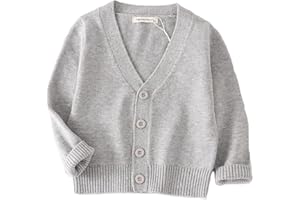 PTPUKE Unisex Boy' Girls' Cardigans Sweater V-Neck Long Sleeve Button Soild Cotton Knit Sweaters for 1-8 Years