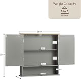 Bath Vida Priano 2 Door Mirrored Wall Cabinet Grey Oak H58 W56 D13 cm view 7