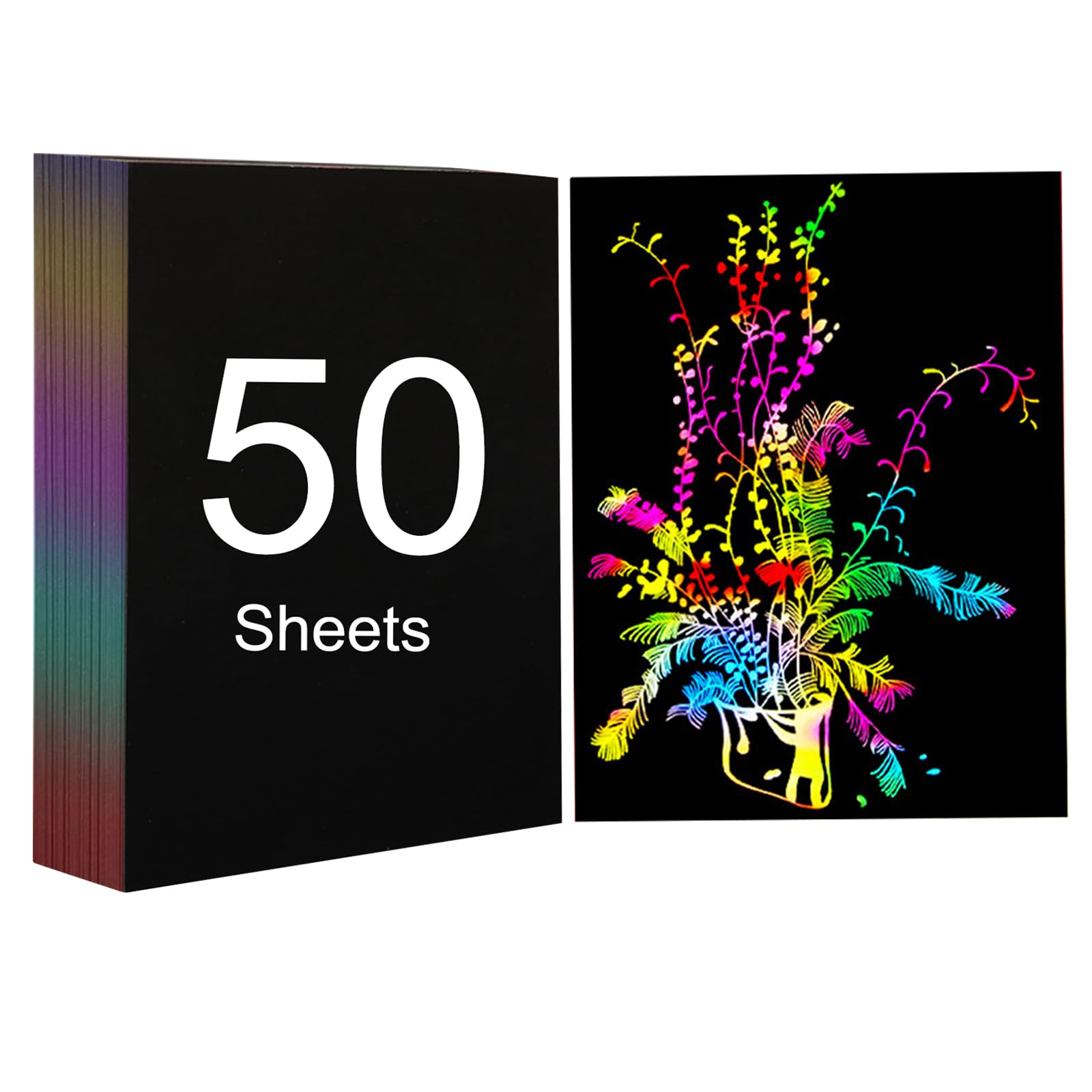 SCULPFUN 50 Sheets Rainbow Scratch Paper, 28 * 20.8cm Scratch Art Painting Paper for DIY Laser Engraving