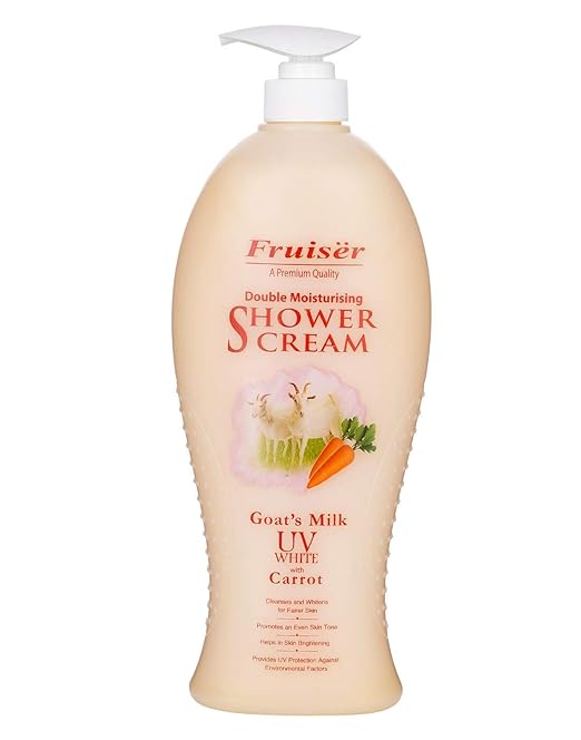 Fruiser Double Moisturising Shower Cream Goat's Milk UV White with Carrot 450 Ml Made in Malaysia