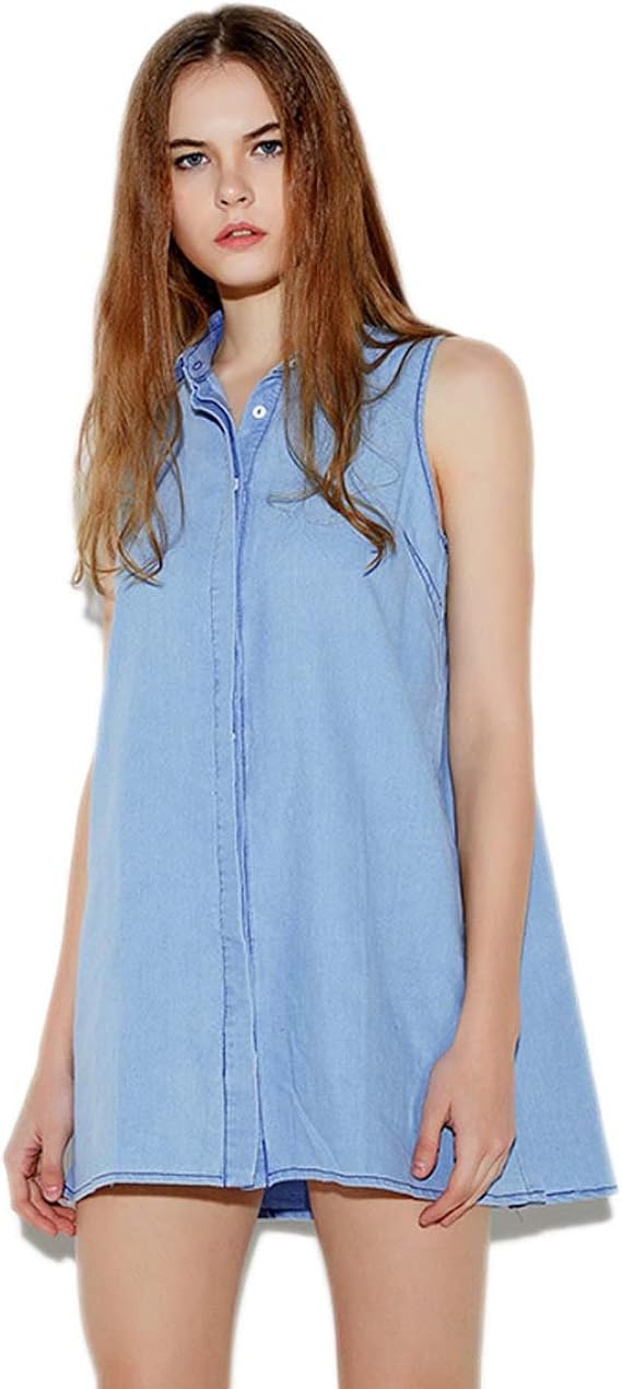 Amazon Co Jp Weheart レディースワンピースファッションボーイフレンド不規則な裾の柄オールドデニムシャツドレス ブルーxs 服 ファッション小物