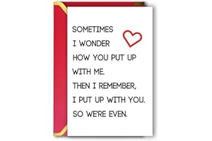 Ziwenhu Happy Valentines Day Gifts for Him Her, Humorous Mens Birthday Vday Wedding Anniversary Card, Sometimes I Wonder How You Put Up With Me…