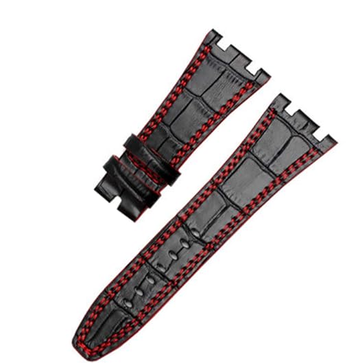 [Richie strap]Black 28mm AP Leather Watch Band Strap Fits for Audemars