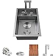 TORVA RV Sink, 12 x 17 Inch Undermount Bar Sink Premium Stainless Steel RV Kitchen Sink Cup Rinser - 7 Inch Deep Basin Single Bowl Sink, Grey