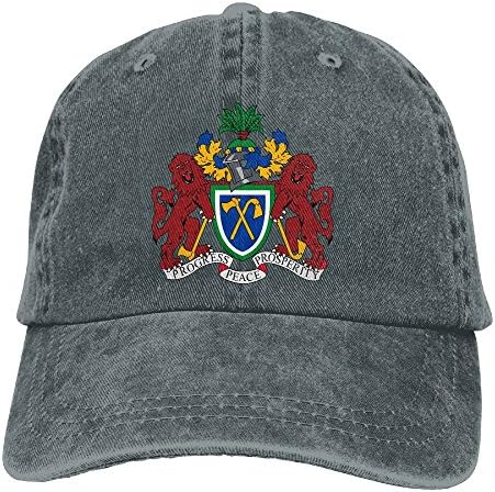 WKP0XKA Men and Women Cap Coat Of Arms Of The Gambia Unisex Flat Bill Hip Hop Cap Baseball Hat Head-Wear Cotton Snapback Hats Asphalt