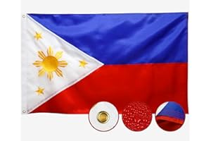 AGUIFLGS Double Sided Philippines Flag 3x5 Outdoor Made In USA Philippine Flags Embroidered，Heavy Duty 210D Nylon,Sewn Stripes, Stronger Brass Grommets,4 Stitched Hemming,Perfect for Outside