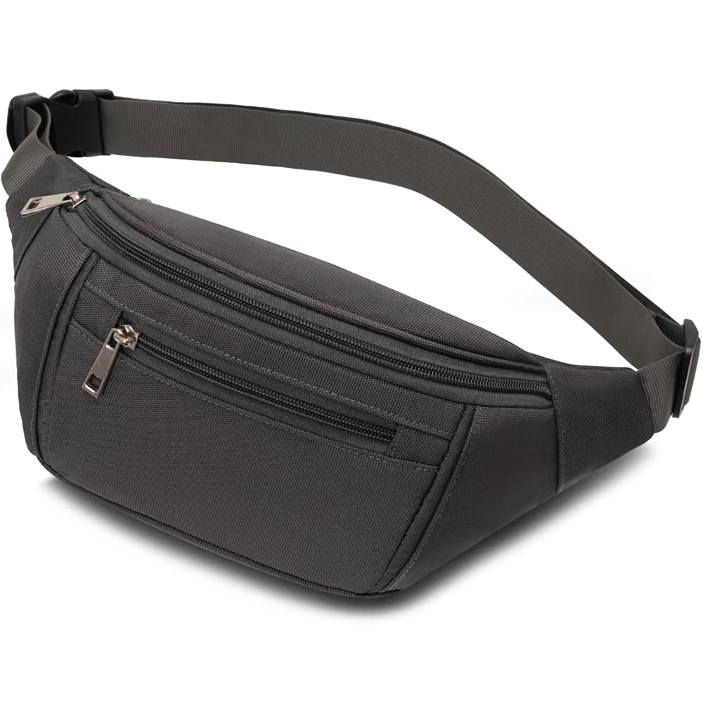 Bumbags Waist Fanny Packs for Men Women, Fashion Bum Bag with Adjustable Belt for Sport Running Hiking Jogging Travel Cycling Walking Dog Boys Ladies ect (Darkgrey)