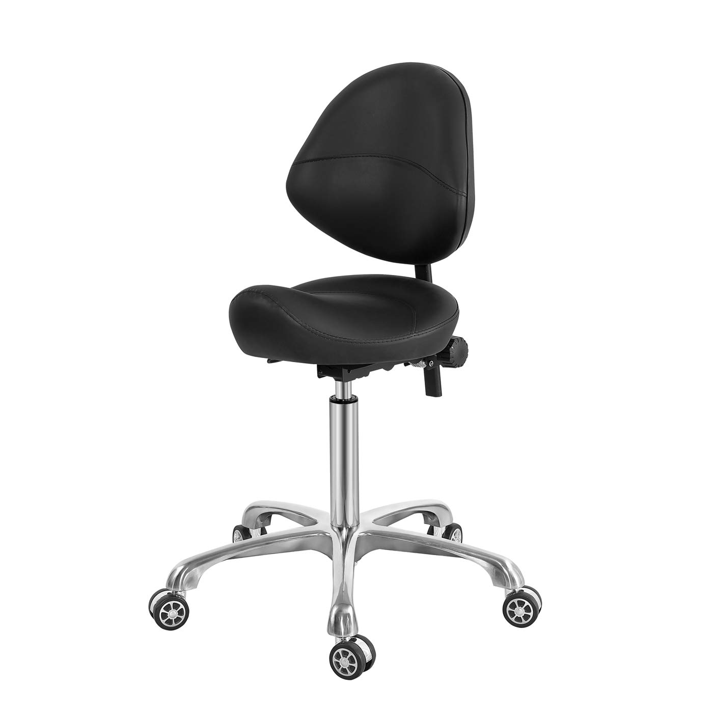 Saddle Stool Chair with Back Support, Heavy-Duty(350LBS), Hydraulic Rolling Swivel Adjustable Stool Chair for Salon Spa Beauty Massage Dental Clinic Home Office Use(Black): Beauty