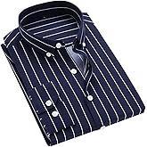 QWQUOO Men's Long Sleeve Dress Shirts Casual Business Vertical Striped Button Down Slim Fit Shirts